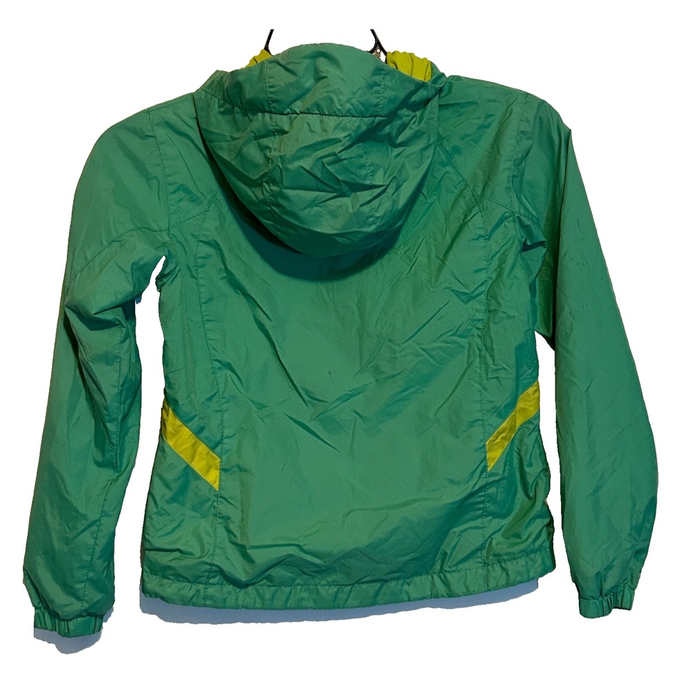 Columbia Youth Jacket Rain-Zilla Green Hooded Fleece Lined Windbreaker -Sz 10/12 - Picture 2 of 13